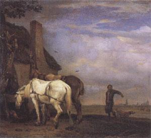 POTTER, Paulus Two Drafthorses in Front of a Cottage (mk05) China oil painting art